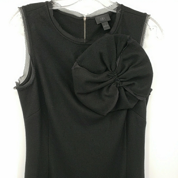BR Banana Republic Black Large 3D Flower 100% Wool Dress - Picture 2 of 9
